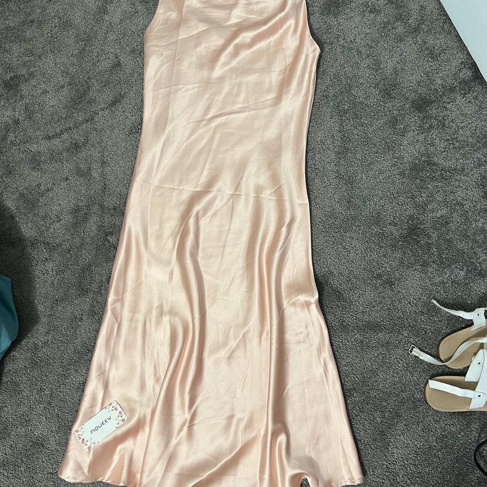 Elegant Peach Satin Slip Dress
